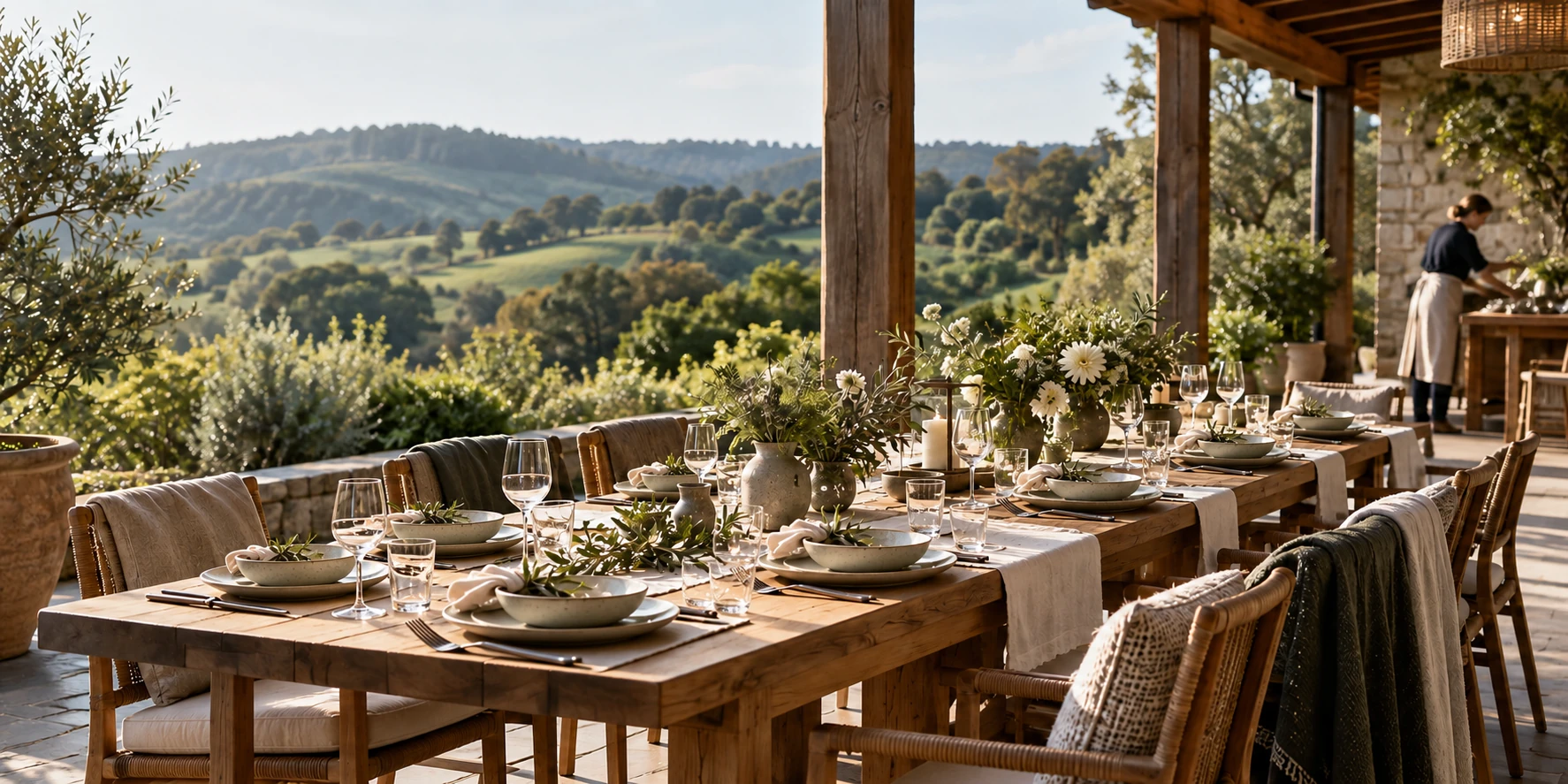 A table set for a private group at a boutique countryside venue